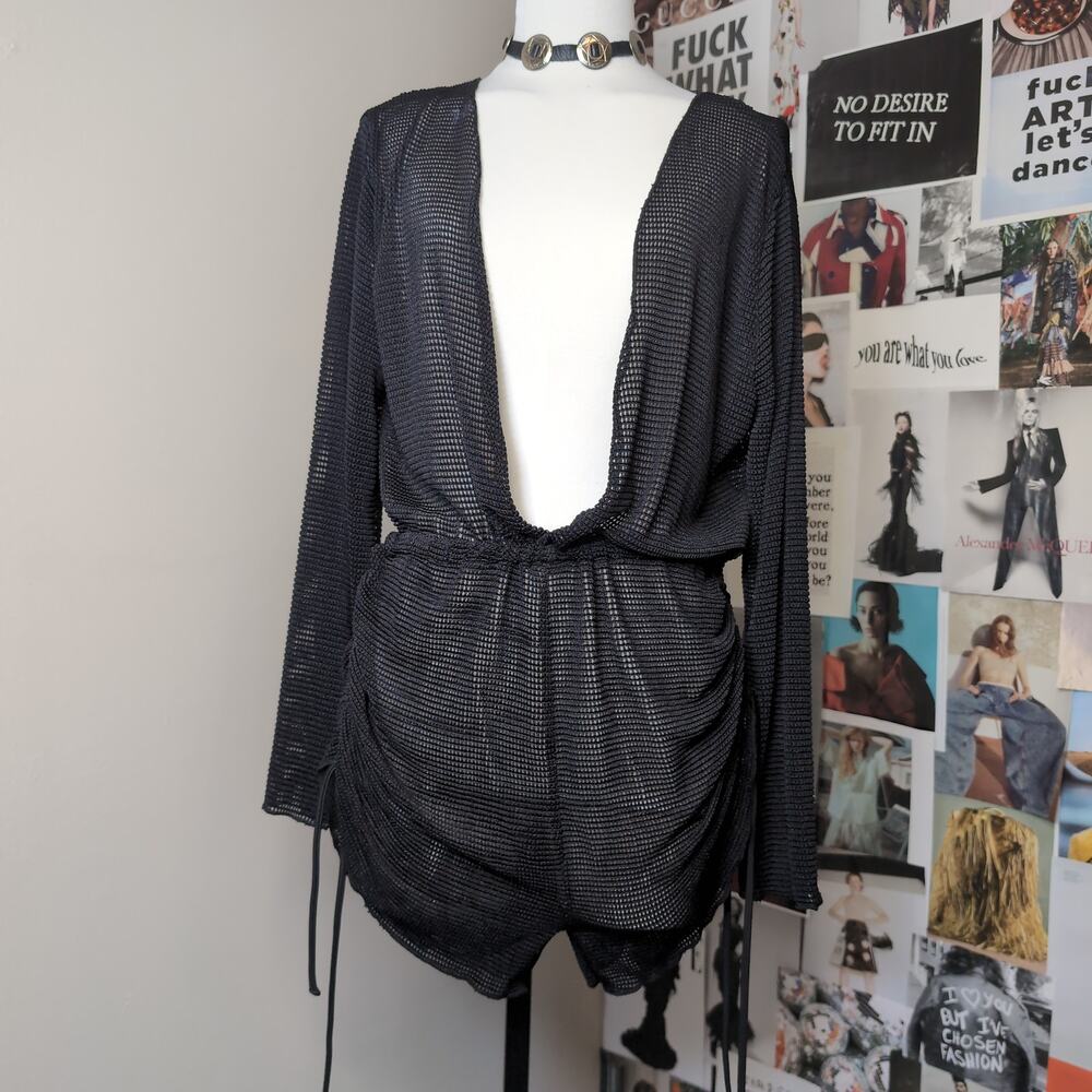 Mesh Deep V-Neck Romper Resort Summer